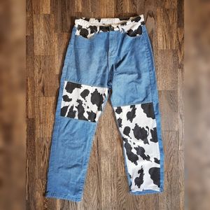 Jeans with Cow Print